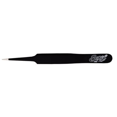 Excel Black Straight-Point Tweezers — 4.75 Inch