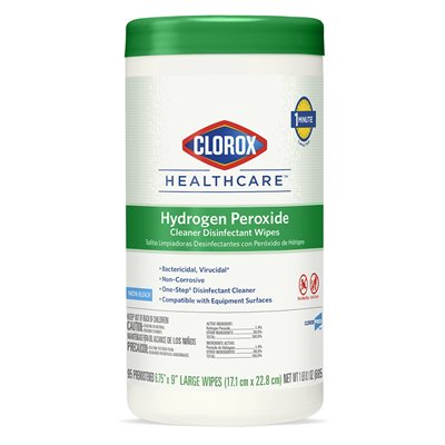 Clorox Healthcare Hydrogen Peroxide Disinfectant Wipes, 6.75 × 9 in (95 per canister)