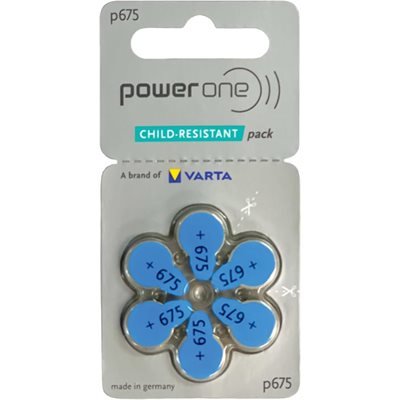 Power One size 675, carton of 60 batteries — SKU 52068