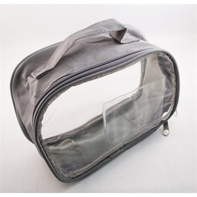 Hearing Aid Care Zipper Bag, Gray with Clear Panels