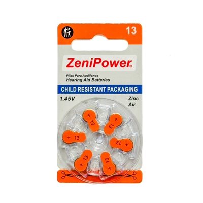 ZeniPower size 13 hearing aid batteries, 60 total