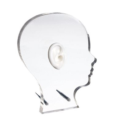 White Right-Ear Display on Head-Shaped Acrylic Stand