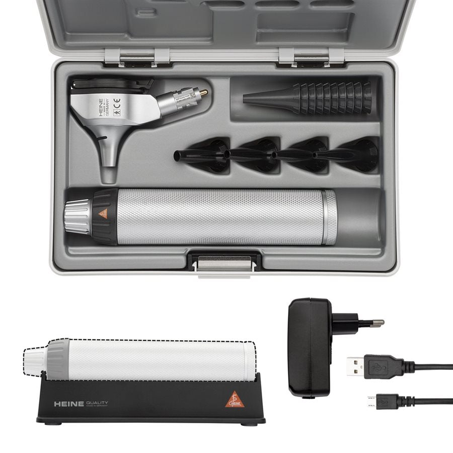 Heine BETA 400 LED Otoscope Set with USB Handle & Hard Case