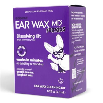 Ear Wax MD for Kids take-home kit with 0.5 oz bottle and bulb syringe