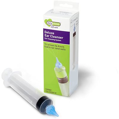 Ezy Dose earwax removal syringe and tri-stream tip