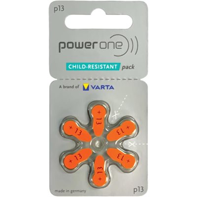 Power One Mercury-Free Hearing Aid Batteries Size 13 — 60 Batteries