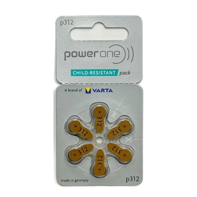 Power One Mercury-Free Hearing Aid Batteries Size 312 — 60 Batteries