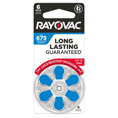 Rayovac Extra Advanced Zero Mercury Hearing Aid Batteries Size 675 — 60 Batteries