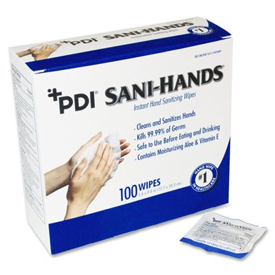 Sani-Hands Instant Hand Sanitizing Wipe Singles (100 per box)