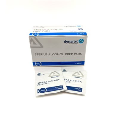Sterile Large Alcohol Prep Pads (100 per box)