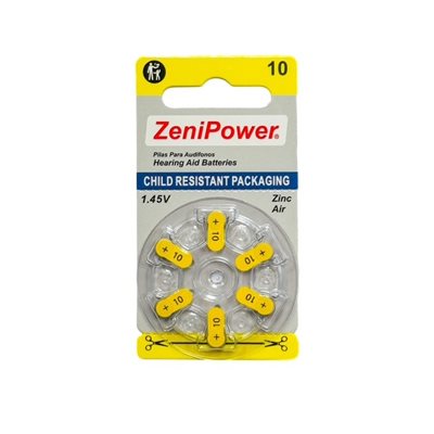 ZeniPower size 10 hearing aid batteries, 60 total