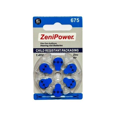 ZeniPower size 675 hearing aid batteries, 60 total