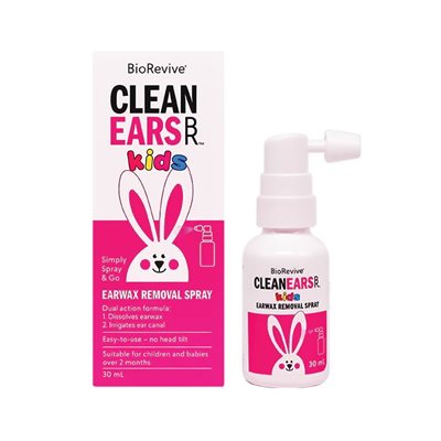BioRevive Clean Ears Kids 30 ml spray bottle and package